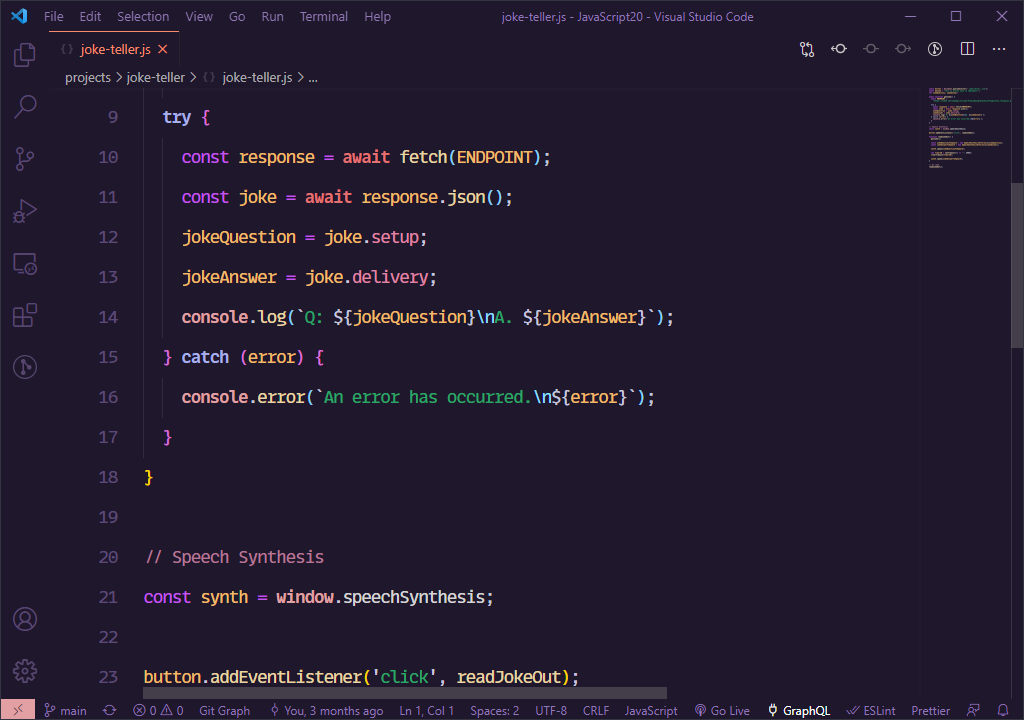 Snapshot of VS Code Editor with AlterNight theme